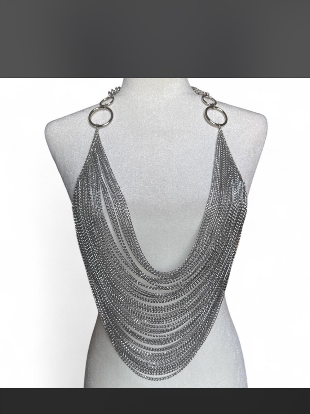 Silver Multi-Strand Chain Statement Top